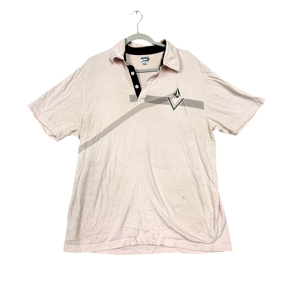 Volcom Sanctuary Polo‎ Shirt Mens XL Pink Graphic Logo Cotton Skate Casual